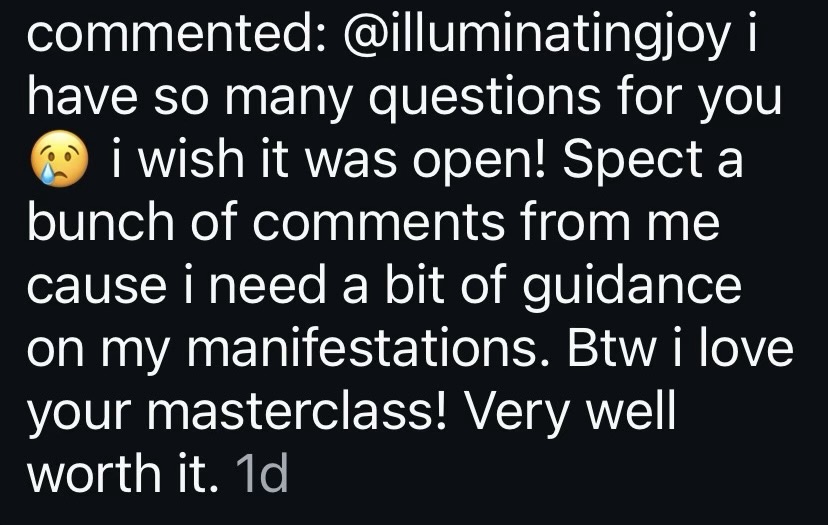 Masterclass Review "Loves it"